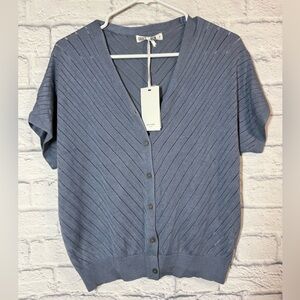 Grace Karin NWT Blue Short Sleeve Cardigan, Medium
